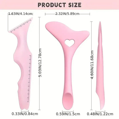 2Pcs Set Multifunctional Eye Makeup Tool Silicone Beauty Ruler Eyeshadow Highlight Lipstick Eyeliner Aid Tool Set