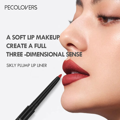 12 Colors Lip Liner , Matte Dewy Finish Long Lasting Waterproof Smudge Proof Lip Liner
