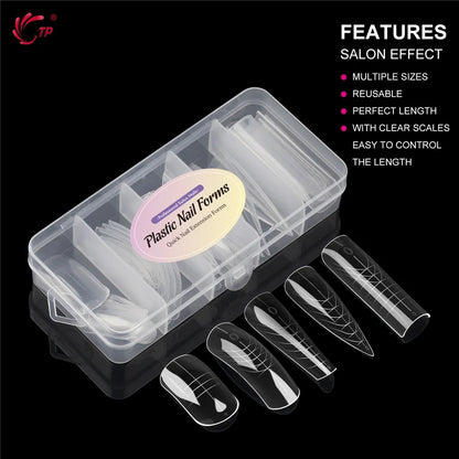 TP New 60pcs/75pcs Dual Nail Forms Quick Building Gel Mold Full Cover Acrylic False Nail Tips Top Forms Extension Manicure Tools