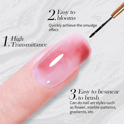 BORN PRETTY 10ml Clear Blooms Gel Polish UV LED Soak Off Nail Art Polish for Spreading Effect Marble Nail Polish Gel Painting