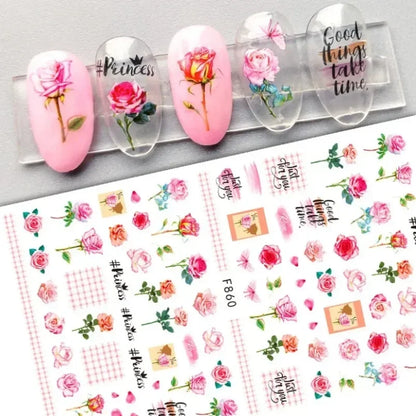 Cherry Blossom 3D Nail Stickers White Flower Petals Nail Art Decals Elegant Wedding Design Spring Sakura Manicure Slider Decor