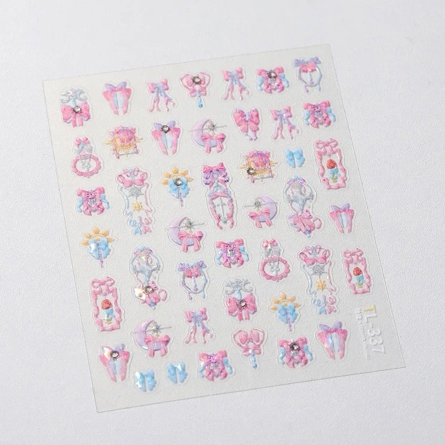 1pcs Dream Flower Window Shell Light Nail Art Stickers Japanese Flower Self Adhesive Stickers Press On Nails Decoration Decals