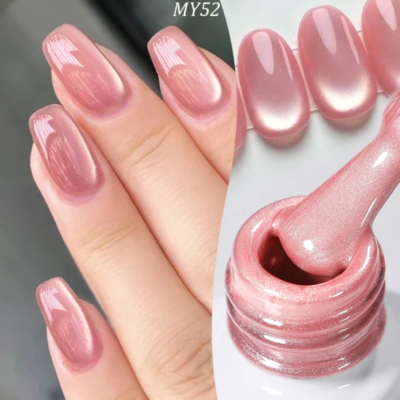 BORN PRETTY 10ml Pink Glass Bead Cat Magnetic Gel Nail Polish Spring Moonlight Jelly Crystal Semi Permanent Soak Off Manicure