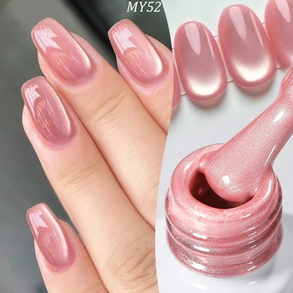 BORN PRETTY 10ml Pink Glass Bead Cat Magnetic Gel Nail Polish Spring Moonlight Jelly Crystal Semi Permanent Soak Off Manicure
