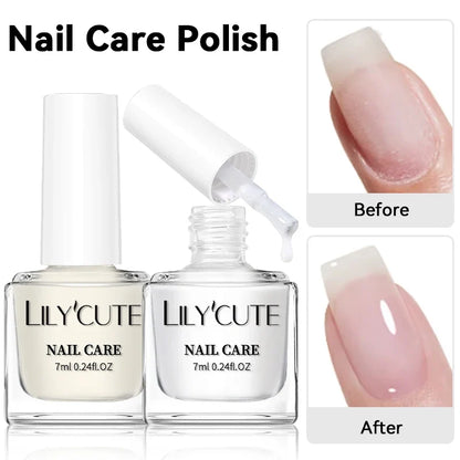 LILYCUTE 7ML Nail Care Polish Milky White Pink Strengthener Effect Long Lasting Care Polish Varnish Fast Drying No Need Lamp