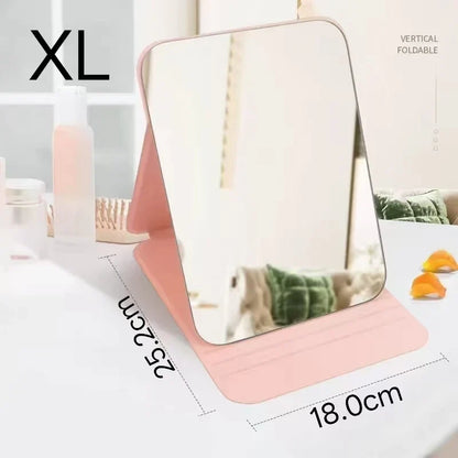 1PC Portable Compact Folding Makeup Mirror - Desktop Size, Suitable for Student Dormitories, Homes, with Storage Function