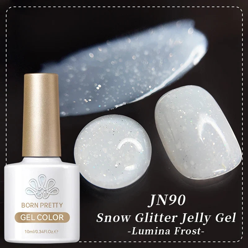 BORN PRETTY 10ml Snow Glitter Jelly Gel Polish Christmas Vernis Semi Permanent Nail Art Soak Off UV Gel Manicure Nail Supplies