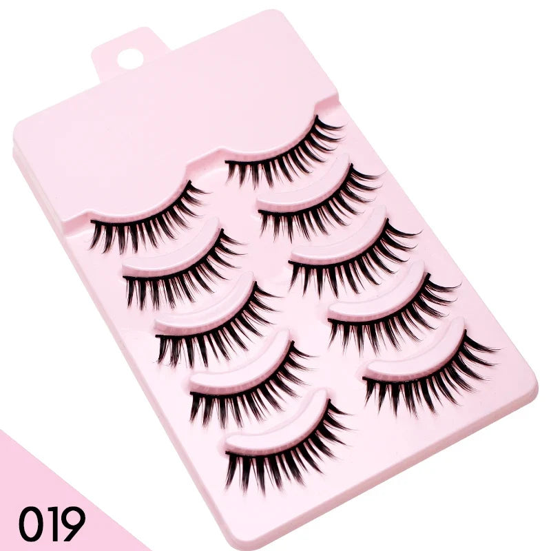 DINGSEN Fake Eyelash Anime Lashes 5 Pairs Little Devil Eyelashes Natural Daily Makeup Manga Eyelashes Clear Band Eyelashes