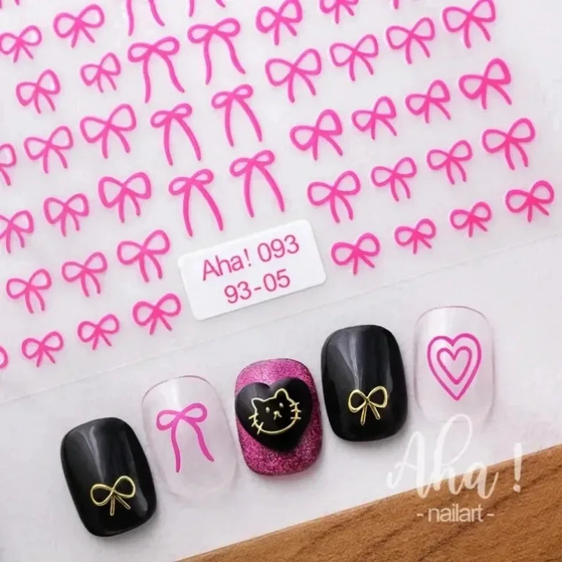3D Small Bow Ribbon Bowknot Y2K Nail Sticker MIni Kawaii Japanese Adhesive Decals Nail Art Manicure Decorations DIY