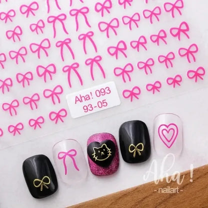 3D Small Bow Ribbon Bowknot Y2K Nail Sticker MIni Kawaii Japanese Adhesive Decals Nail Art Manicure Decorations DIY