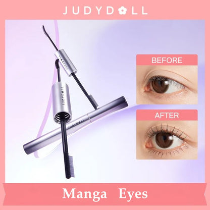 Judydoll Dual-Ended Mascara Waterproof Volumizing Curling Lengthening - Smudge Proof Fiber Brush, 2-in-1 Clump-Free Formula
