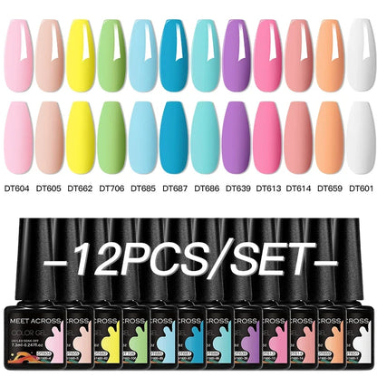 12pc All-season Nail Gel Polish Set Multicolor TPO HEMA Free Long-Lasting UV LED Nail Supplies for Women Daily & Party Wearing
