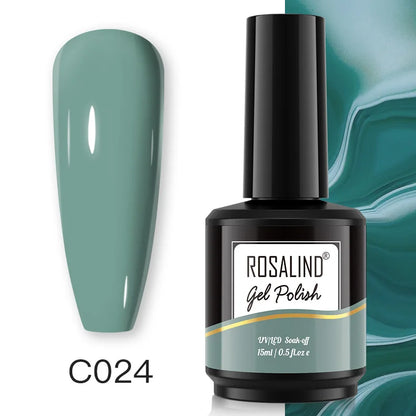 ROSALIND 7ml/15ml Summer Green Gel Nail Polish Semi Permanent Nail Art Manicure Soak Off Top Base Matt Hybrid Varnishes UV Gel