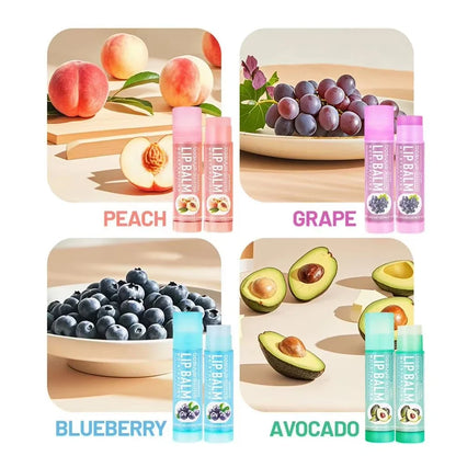6PCS Assorted Fruit Flavor Lip Balm Set - Deeply Moisturizes and Hydrates for Preventing Chapped Lips in Winter Lip Care