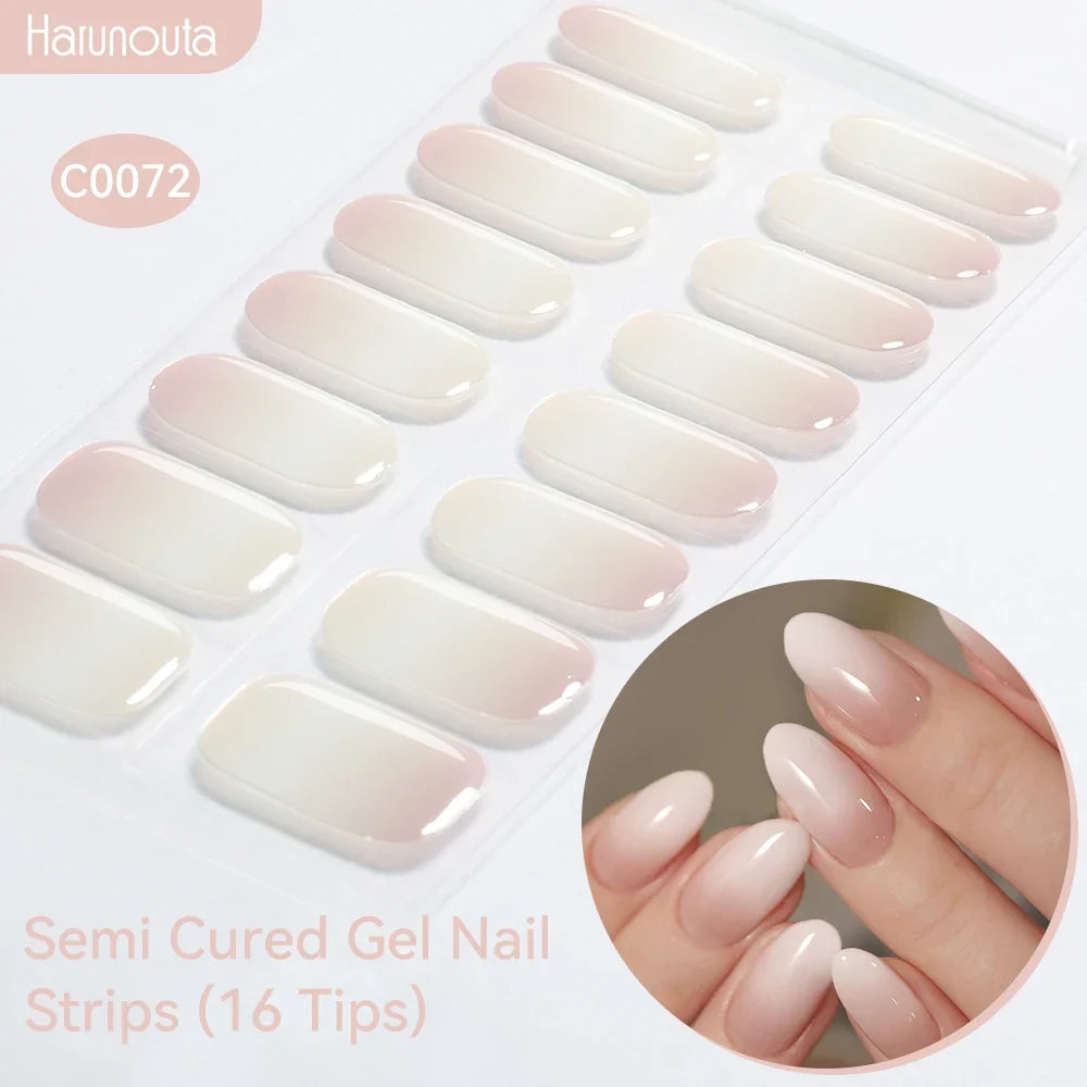 Gradient Auroras Semi Cured Gel Nail Strips Sparkly Shinning DIY Gel Polish Stickers for Nails Works with UV/LED Nail Lamps