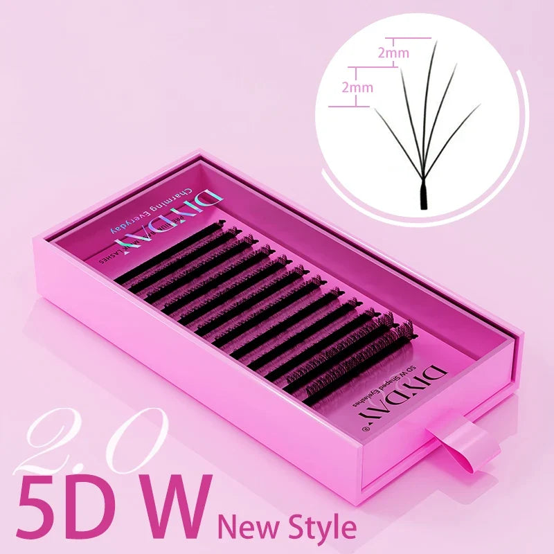 DIYDAY New Style 5D W Shape Eyelash Extensions Different lengths 5D W-Shaped False Eyelashes Natural Soft Easy Fan Lashes