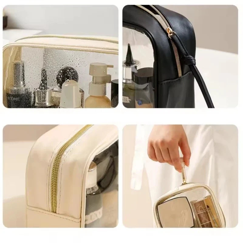 New Fashion Travel Portable Transparent Handheld Makeup Storage Bag Multi purpose Increased Capacity PVC Waterproof Toilet Bag