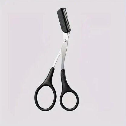Stainless Steel Eyebrow Trimmer Scissors & Comb Set - Precision Grooming Tool for Men and Women - Effortless Hair Removal