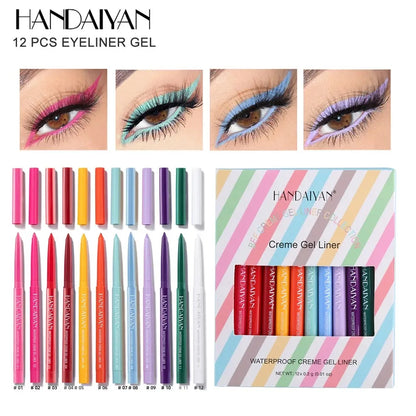 Colorful Waterproof Creme Eyeliner Pencil Set Smooth Gel Cream Long Lasting Professional Eye Makeup Professional Eyeliners Set