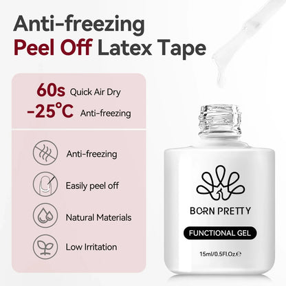 BORN PRETTY 15ml Peel Off Nail Latex Tape Gel Nail Polish Anti-freezing Quick Dry No Need for Curing Nails Finger Protector Tool