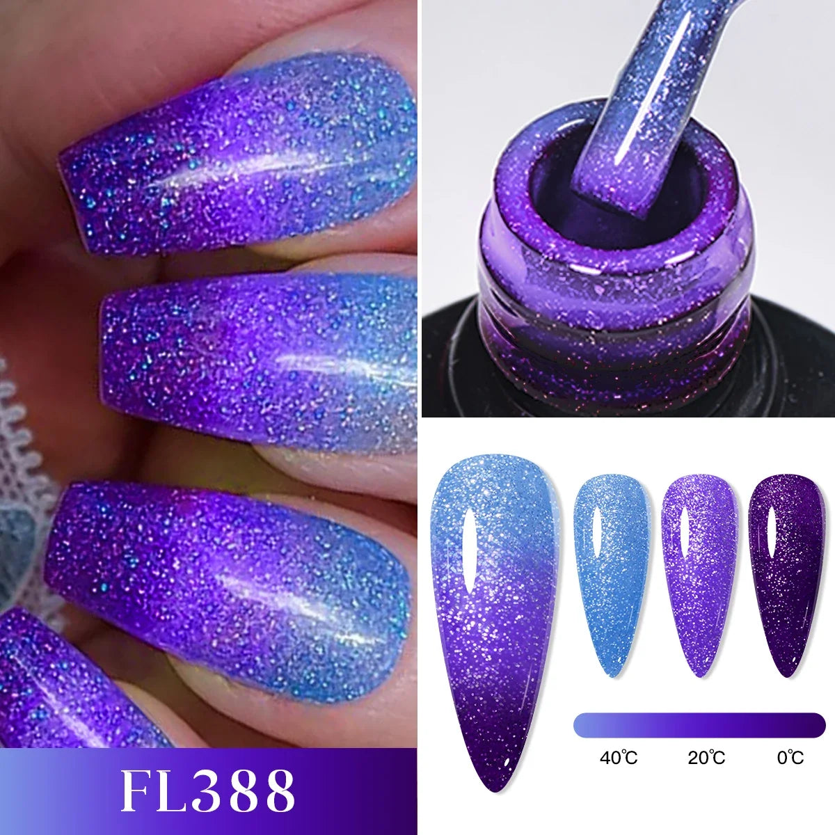 FOUR LILY 7ml Thermal Nail Gel Polish 3 Colors Changing Semi Permanent Soak Off UV/LED Nail Supplies Gel for Manicure Design