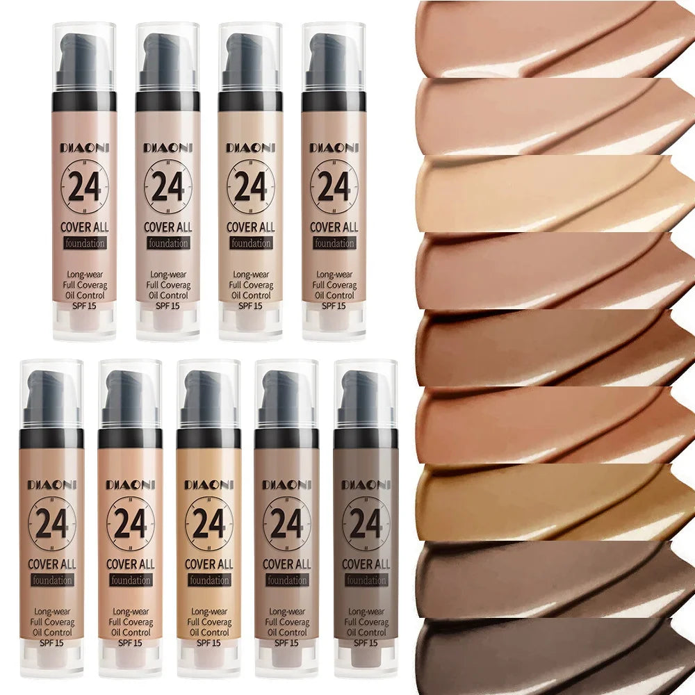 Professional makeup 9-color waterproof moisturizing liquid fully covering concealer 24H durable liquid foundation natural matt