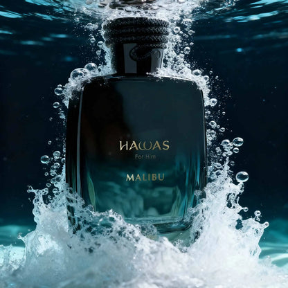 HAWAS MALIBU men's perfume, citrus flavor, 3.4FL-OZ capacity, specially designed for fashionable men to show personality