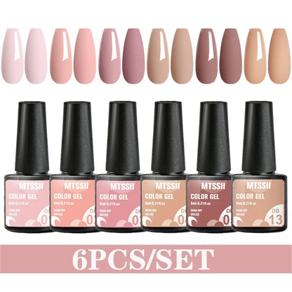 MTSSII 6PCS/Set Sparkly Red Roes Red Gel Nail Polish Shinning Nail Art LED UV Gel Varnish Nail Supplies Manicure Kit for Nails