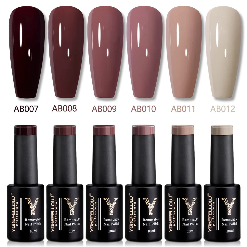 YOKEFELLOW 2022 New Color 10ML Nail Gel Polish Semi Permanent Gel Varnish Base Top Coat 122 Soak Off Colors Organic Nail Varnish