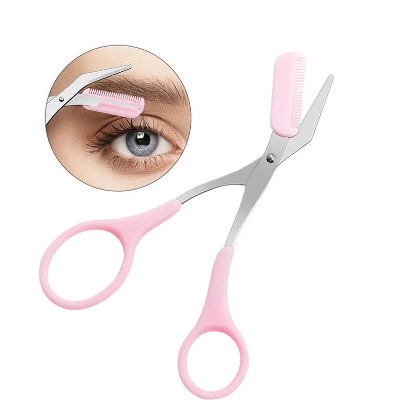 Eyebrow Razor Scissor  Stainless Steel Safe Anti-scratch Trimmer for Beginners Crescent Sharp Beauty Tool Multi-color