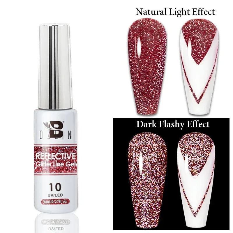 5ML Gold Silver Metallic Liner Paint Gel Polish Chrome Mirror Metal Effect Super Bright French UV LED Semi Permanent Nail Gel