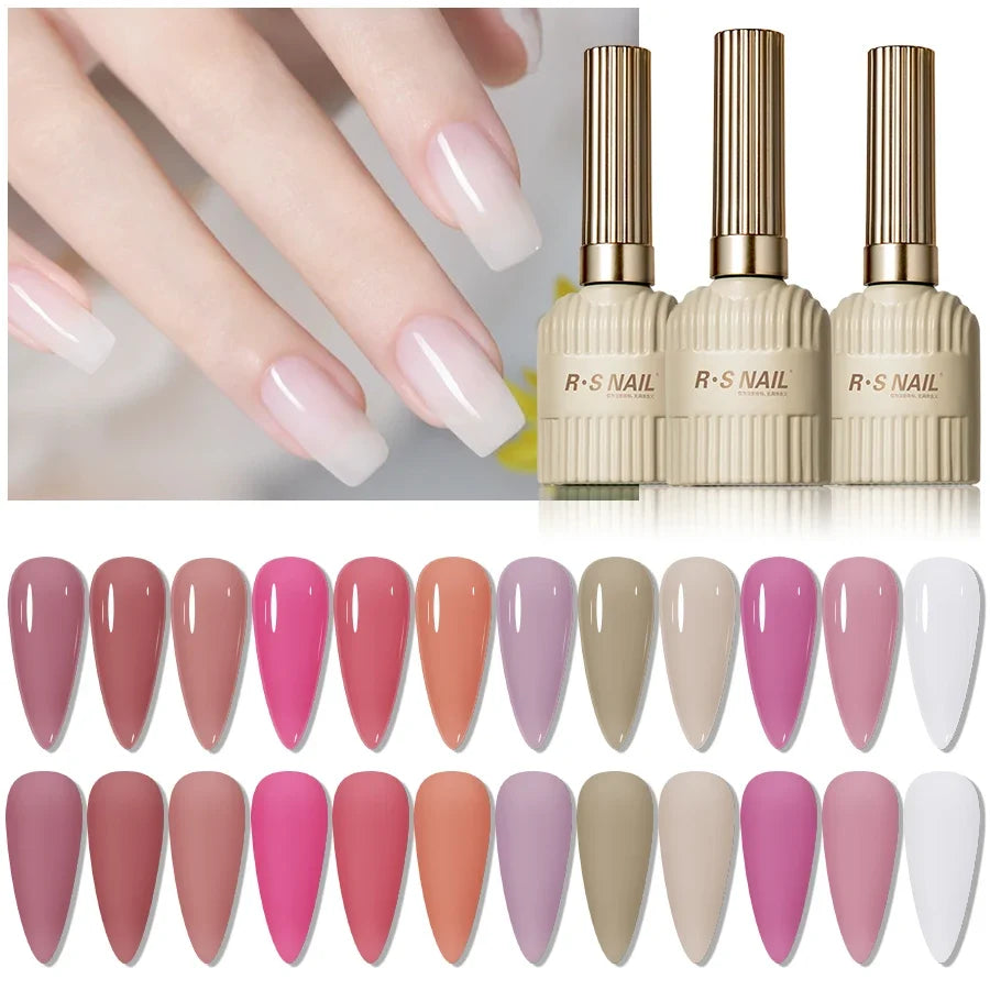 RS NAIL Jelly Transparent Gel Nail Polish 10g Summer Nude Pink Gel Polish Semi Permanent Soak Off UV LED Varnish Jade Nail Gel