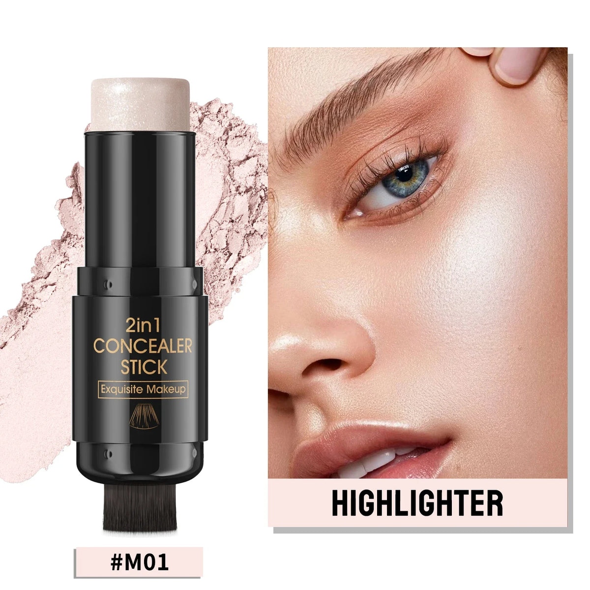 Double-head Face Bronzer Contour Stick Cream Makeup Light Dark Shadow Lasting Concealer Facial Brighten Contouring With Brush