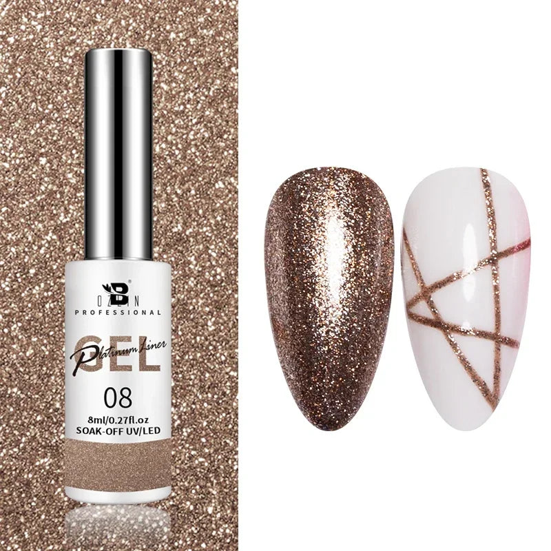 5ML Gold Silver Metallic Liner Paint Gel Polish Chrome Mirror Metal Effect Super Bright French UV LED Semi Permanent Nail Gel