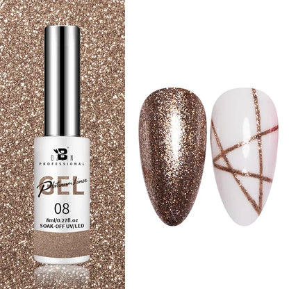 5ML Gold Silver Metallic Liner Paint Gel Polish Chrome Mirror Metal Effect Super Bright French UV LED Semi Permanent Nail Gel