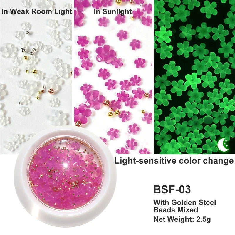 White Acrylic Flower Nail Art Decorations Mixed Size Rhinestones Red Blue Gem Manicure Tools Accessories DIY Nails Design 5g