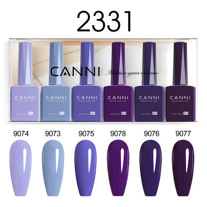 6pcs*9ml CANNI HEMA FREE Nail Gel Polish Set Gorgeous Color Semi Permanent Pigmented Painting Gel Soak off UV LED Gel Nails Kit