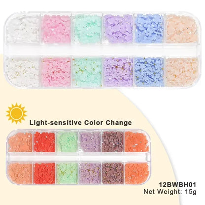 White Acrylic Flower Nail Art Decorations Mixed Size Rhinestones Red Blue Gem Manicure Tools Accessories DIY Nails Design 5g