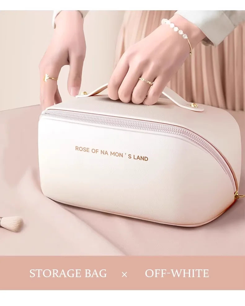 HOMEFISH Luxury Makeup Organizer for Women Toiletry Kit Bag Cosmetic Storage Pouch Travel Make up Case Zipper Lady Box