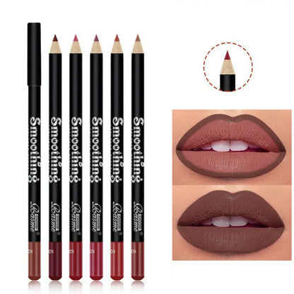 6-Color Waterproof Matte Lip Liner - Long-Lasting, Non-Transfer Formula, Matte Finish, 6 Versatile Shades