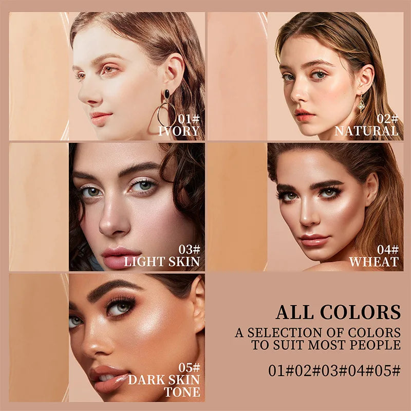 Cream foundation stick, flawless satin powder foundation, long-lasting waterproof full coverage foundation, suitable for conceal