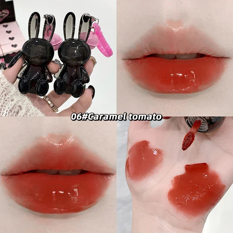 Gege Bear Pink Rabbit Velvet Matte Lip Cream Black Rabbit Water light lip glaze matte mirror pendant lipstick lip gloss