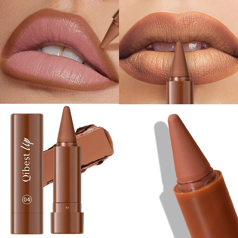 Twist Up Lip Liner Lipstick Pen Multipurpose Powder Blusher Velvet Matte Waterproof Lip Contour Non Stick Cup Lip Rouge Makeup