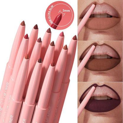Velvet Matte Lip Liners Pencil Lipstick Makeup Soft Nude Red Brown Tint Lip Stain Waterproof Plumping Lip Outline Contour Makeup