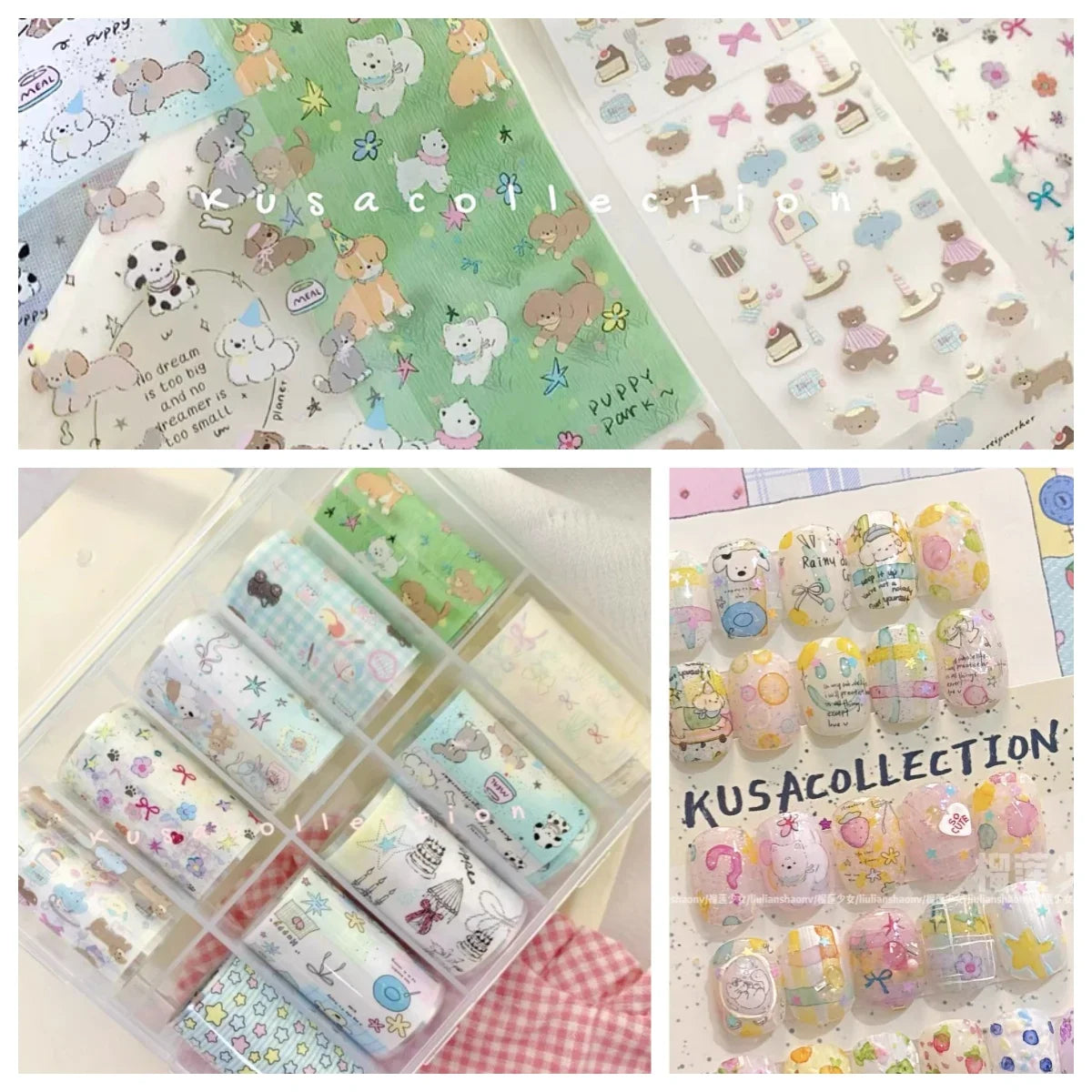 10Rolls Plaid Thousand-Bird Bow  Stars Nail Foils Transfer Paper  Nail Art Stickers  Manicure Set Decal  Nails Decoration