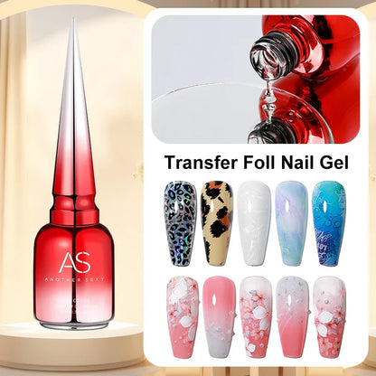 AS 15ml Transfer Foil Gel Nail Polish Soak Off Led Uv Gel Varnish Fast Dry Star Sticker Glue Stamp Gel