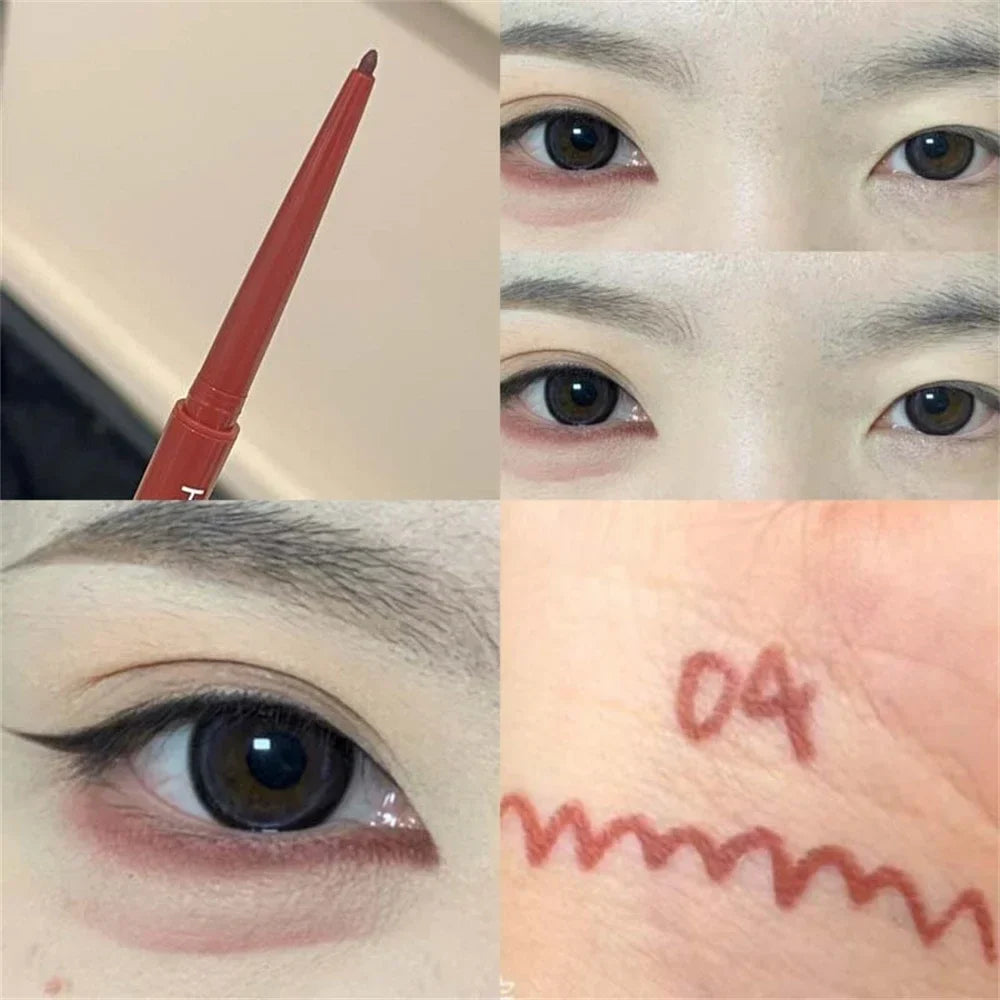 Matte Brighten Lying silkworm Eyeliner Gel Pen Waterproof Quick Drying Pink Brown Ultra fine Eye Shadow Pen Not-Smudge Makeup