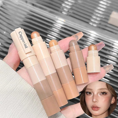 4 in 1 Contour Highlighter Stick 4 Colors Moisturizing Natural Matte Brown Nose Shadow Makeup Matte Shimmer Eyeshadow Stick Set