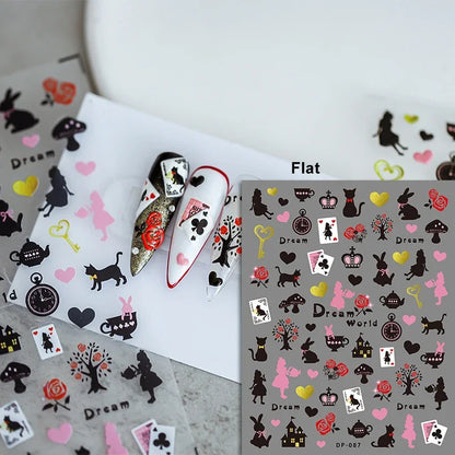 Cute Cat Eye Fishbone Animals Leopard Cat Ginger Cat Kitten Exclamation Point Paw Self Adhesive Nail Art Sticker Manicure Decals