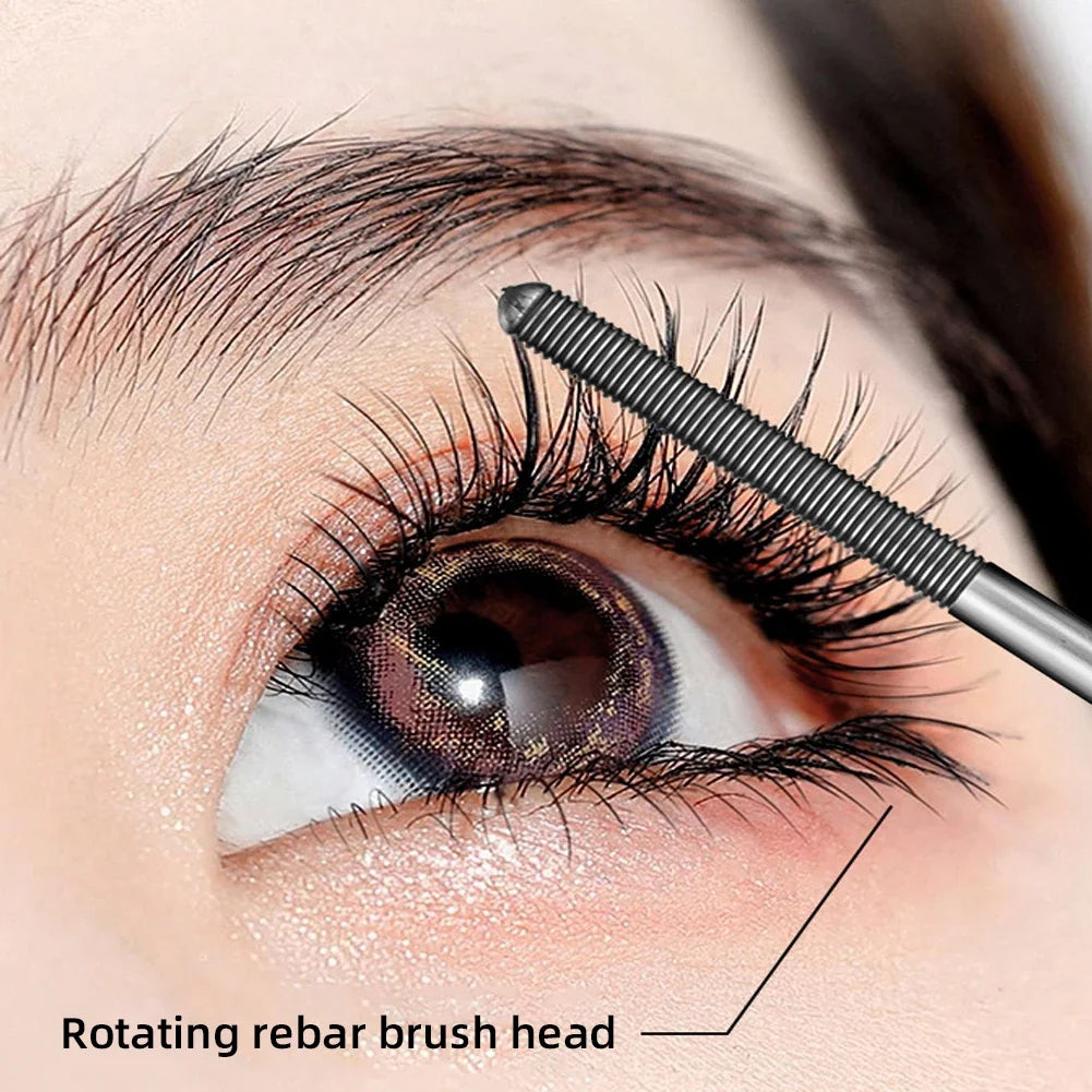 Metal Iron Lashes Mascara Waterproof Silk Fiber Mascara Black Long Curling Eyelash Extensions Non-clumping Eyes Makeup Cosmetics